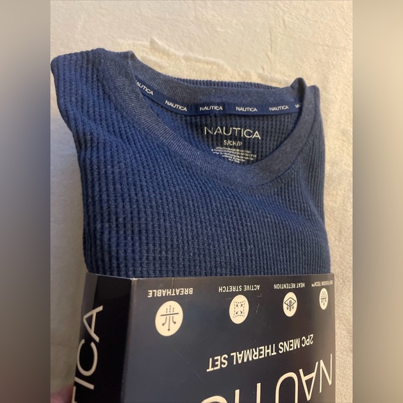 Nautica 2 Piece Mens Thermal Set Blue New Size Small Stretchy Breathable - Picture 4 of 4